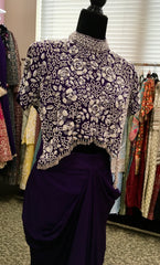 KKD003 - Indowestern Partywear dress in pure chinnon fabric with heavy embroidery handwork blouse.
