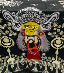 KSN223 - Pure Silk Kantha Saree in black. Comes with stitched blouse.