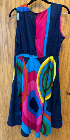 JPD008-Blue long dress with unique colorful patterns