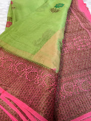 BKS 011- Pure Georgette  Banarasi saree with Gold Zari work. Comes with Unstitched Blouse.