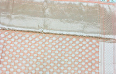 BKS139 Cotton Banarasi Saree in beach. Comes with stitched blouse size 38 can be altered to size 42. Fall peco done.