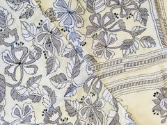 KSN218 Pure Silk Kantha Tussar Saree in beige. Comes with stitched blouse. Fall peco done.