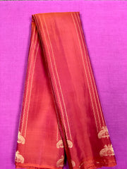KSS437 Purekanchipuram silk Saree in brown with gold zari border.comes with stitched blouse size 40,can be altered to 44 size.