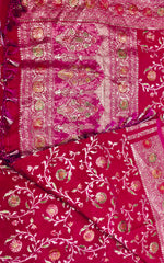 BKS109 Banarasi Georgette saree in pink. Come with stitched blouse size 38 can be altered to size 42. Fall peco done.