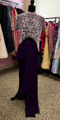 KKD003 - Indowestern Partywear dress in pure chinnon fabric with heavy embroidery handwork blouse.