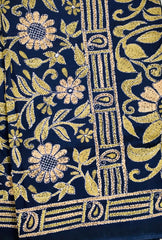 KSN229 Pure Silk Kantha Tussar Saree in green. Comes with stitched blouse. Fall peco done.