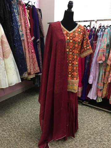 AFL2044 - Full set in georgette comes with heavy embroidery.comes with sharara pant and dupatta.