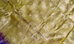 KSS421 Pure kanchipuram silk Saree in purple and green Zari border.comes with stitched blouse size 40,can be altered to 44 size.Fall peco done.