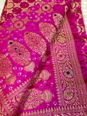 BKS 009 - Dupion Bandini Banarasi saree with Gold Zari work. Comes with Unstitched Blouse.