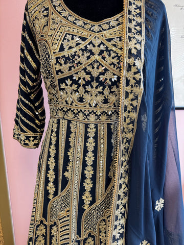 DFS012: Beautiful blue gown and dupatta