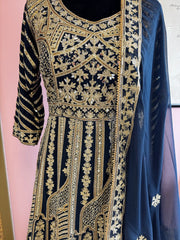 DFS012: Beautiful blue gown and dupatta