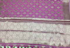 BKS135 Cotton Banarasi Saree in pink. Comes with stitched blouse size 38 can be altered to size 42. Fall peco done.