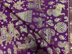 KSS516 - Pure kanchipuram handloom silk Saree in purple with gold zari border. Comes with stitched blouse size.