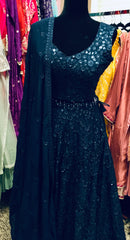 HRD104 Dark blue lehenga.