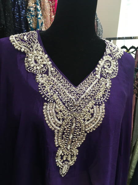KKD022 - Purple top with bead work and tulip pants