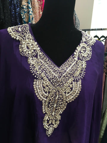 KKD022 - Purple top with bead work and tulip pants