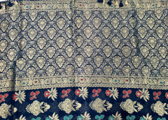 BKS104 Banarasi Georgette saree in blue. Comes with stitched blouse size 38 can be altered to size 42. Fall peco done.