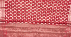 BKS140 Cotton Banarasi Saree in red. Comes with stitched blouse size 38 can be altered to size 42. Fall peco done.