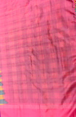 KSS422 Pure handloom kanchipuram silk Saree in multicolor checks with pink gold zari border. Comes with stitched blouse size 40
