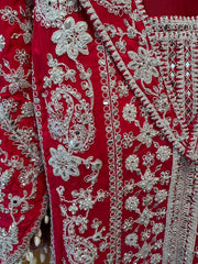 DPP012-Pink top with sharara pants and heavy embroidery and mirror work