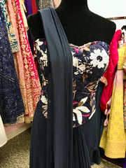 AFL2039 - Readymade partywear drape saree with heavy embroidery handwork blouse.
