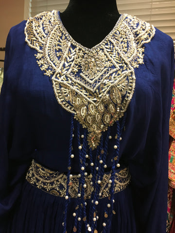 KKD014 - Purple and blue top with bead work and skirt