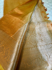 BKS 018 -  Pure Silk Tissue Banarasi  saree with Gold Zari work. Comes with unstitched Blouse.