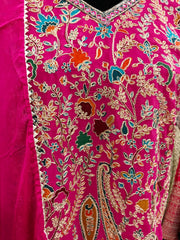 AFL2040-Party wear pure chiffon set .Comes with heavy embroidery work on top.Come with sharara pant and dupatta.