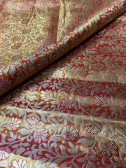 KSS510 Pure kanchipuram tissue silk Saree in orange with gold zari work.comes with stitched blouse size 40,can be altered to 44 size.