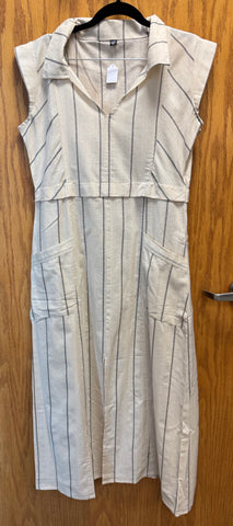 JPD012-White long dress with side pockets