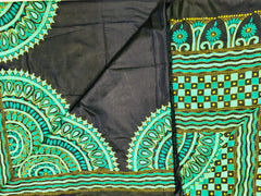 KSN226 Pure Silk  Kantha Tussar Saree in blue. Comes with stitched blouse. Fall peco done.