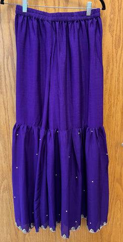 DPP007-Long purple kurti with gharara and dupatta and bead work
