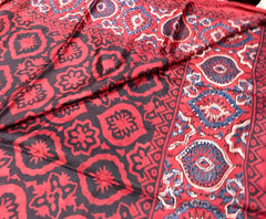 KSS349 PURE MODAL SILK SAREE IN MAROON AJRAKH PRINT