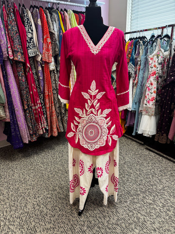 Pnk415: Pink kurti with pants