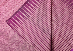 KSS442 Pure handloom kanchipuram silk Saree in purple with gold zari border. Comes with stitched blouse size 40