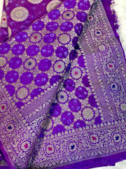 BKS 009 - Dupion Bandini Banarasi saree with Gold Zari work. Comes with Unstitched Blouse.