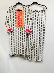 RFSS1539 - Muslin Kurta sequence work on yoke comes with pant.