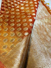 BKS 019 -  Pure Silk Tissue Banarasi saree with Gold Zari work. Comes with unstitched Blouse.