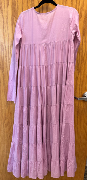 JPD001-Lavender long dress with unique pattern on top