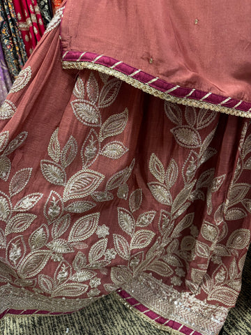 Pnk434: Pink kurti with Sharara pants and dupatta