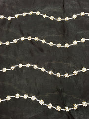 AFL3044 party wear saree in black soft fendy satin silk saree with beads embroidery work.Comes with stitched blouse size 40,can be altered to 44size.Fall peco done.