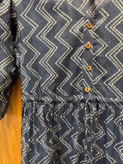 JPD022-Long blue dress with white pattern
