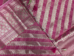 BKS137 Cotton Banarasi Saree in pink. Comes with stitched blouse size 38 can be altered to size 42. Fall peco done.