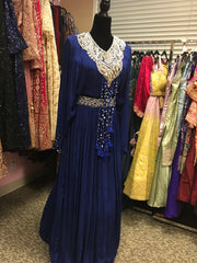KKD014 - Purple and blue top with bead work and skirt