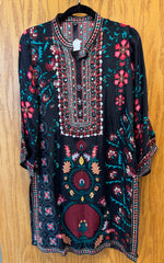JPD004-Black co-ord set with flower pattern and bead work