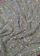 AFL3073 Party wear saree with sequin and bead work in light blue. Comes with stitched blouse size 38,can be altered to 42 size.Fall peco done.