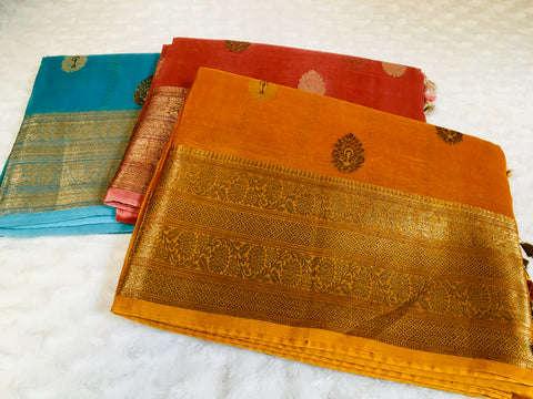 BKS 013 -  Pure Organaza Banarasi  Sari with Gold Zari work. Comes with Unstitiched Blouse
