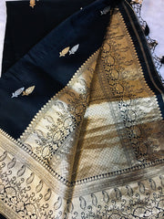 BKS 014 - Pure Banarasi Kora Silk Saree with Sona Rupa Floral Buttas. Comes with unstitched Blous