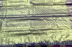 KSS449 Pure kanchipuram tissue silk Saree in purple with gold zari work.comes with stitched blouse size 40,can be altered to 44 size.