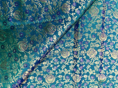 KSS451 Pure kanchipuram silk Saree in blue with purple border gold zari work.comes with stitched blouse size 40,can be altered to 44 size.